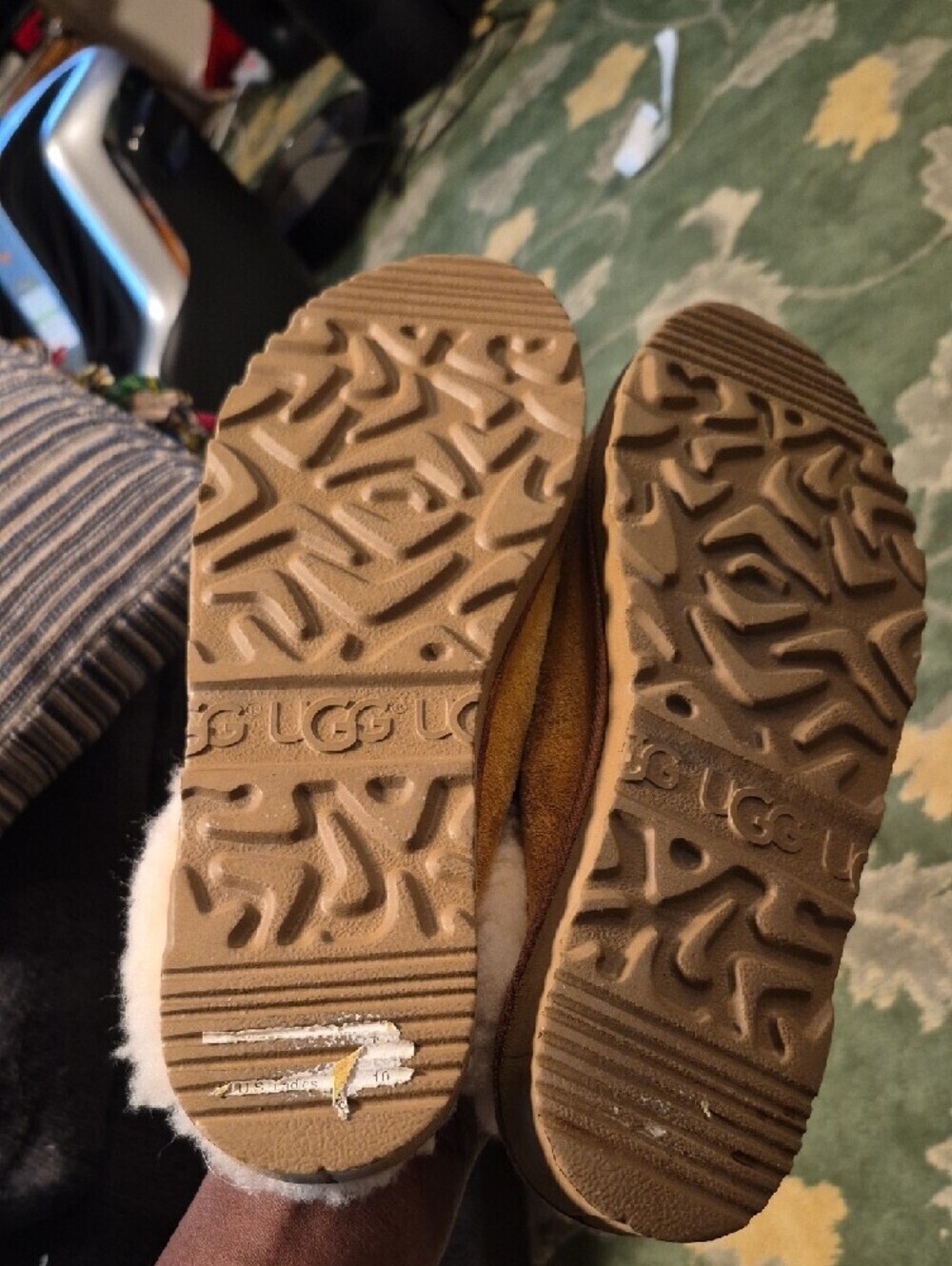 UGG Yellow Suede Shearling-Lined Slippers - Picture 4 of 5